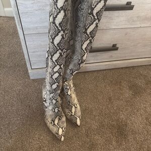 Snakeskin over the knee heels